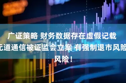 广证策略 财务数据存在虚假记载 元道通信被证监会立案 有强制退市风险！